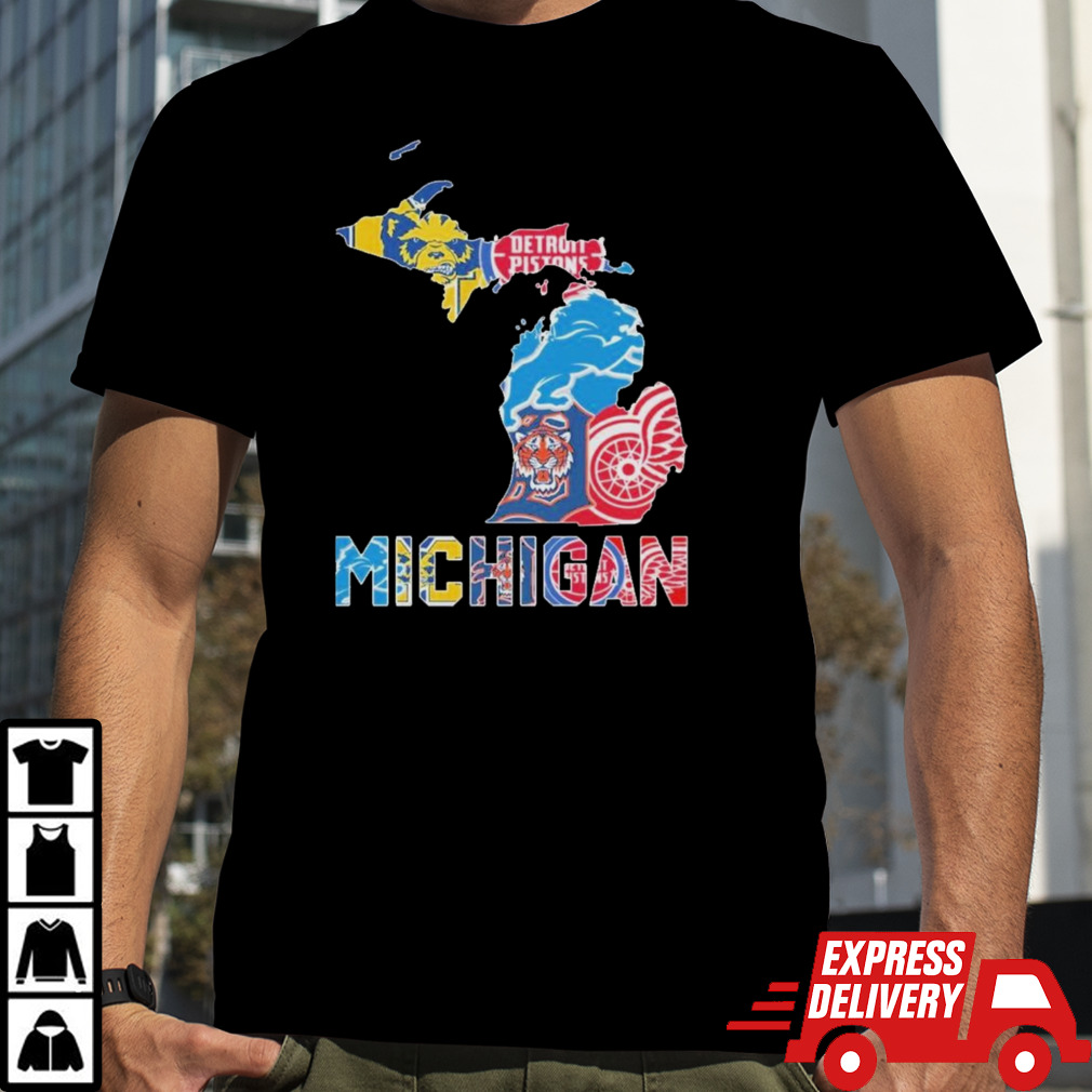 michigan Wolverines Detroit Lions Red Wings Pistons Tigers Proud Of State T Shirt