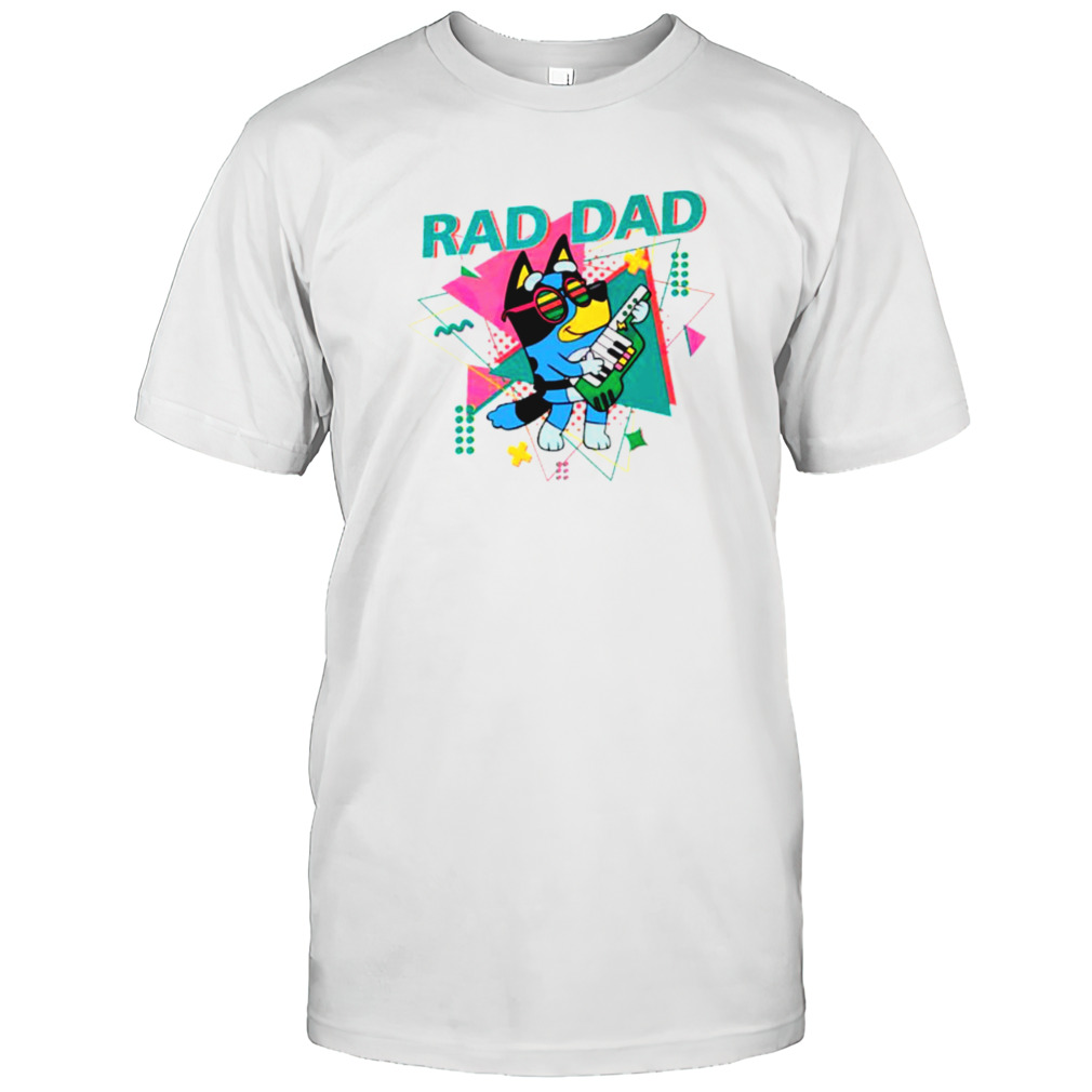 Bluey Bandit Rad Dad Guitar shirt