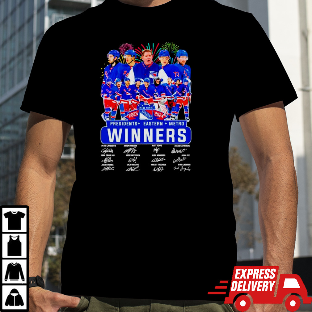 New York Rangers Presidents Eastern Metro Winners 2024 signatures shirt