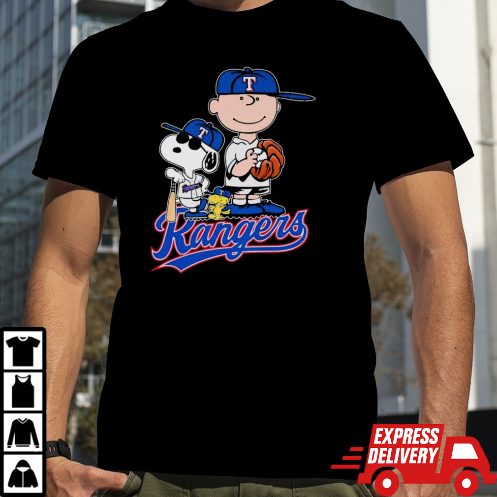 Peanuts Characters Texas Rangers Baseball Shirt