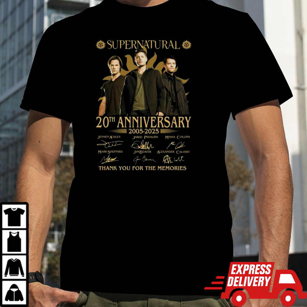 Supernatural 20th Anniversary 2005-2025 Thank You For The Memories Signatures Shirt