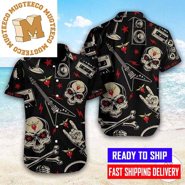 Bon Jovi Rock Band Skull Pattern Hawaiian Shirt