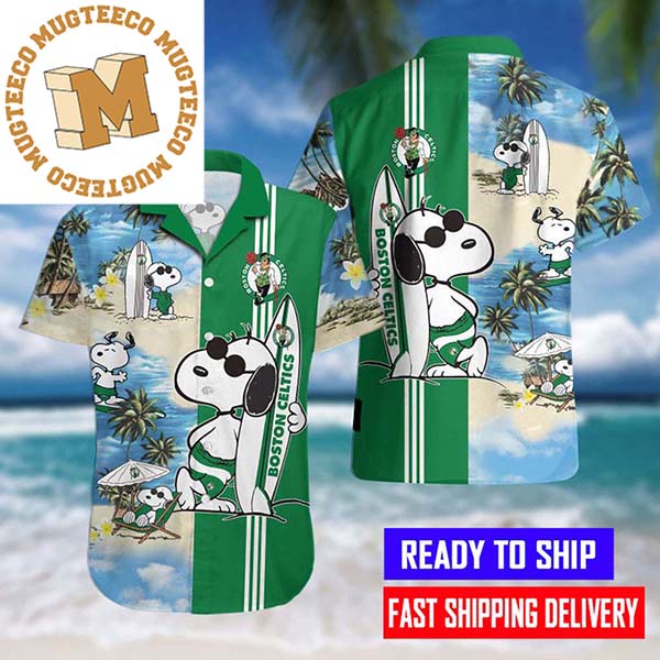 Boston Celtics Snoopy NBA Champions Signature Green Hawaiian Shirt