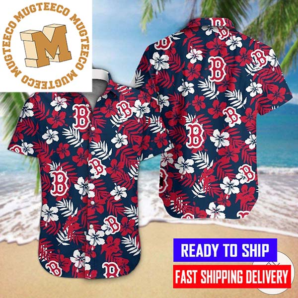 Boston Red Sox Red Hibicus Pattern Hawaiian Shirt