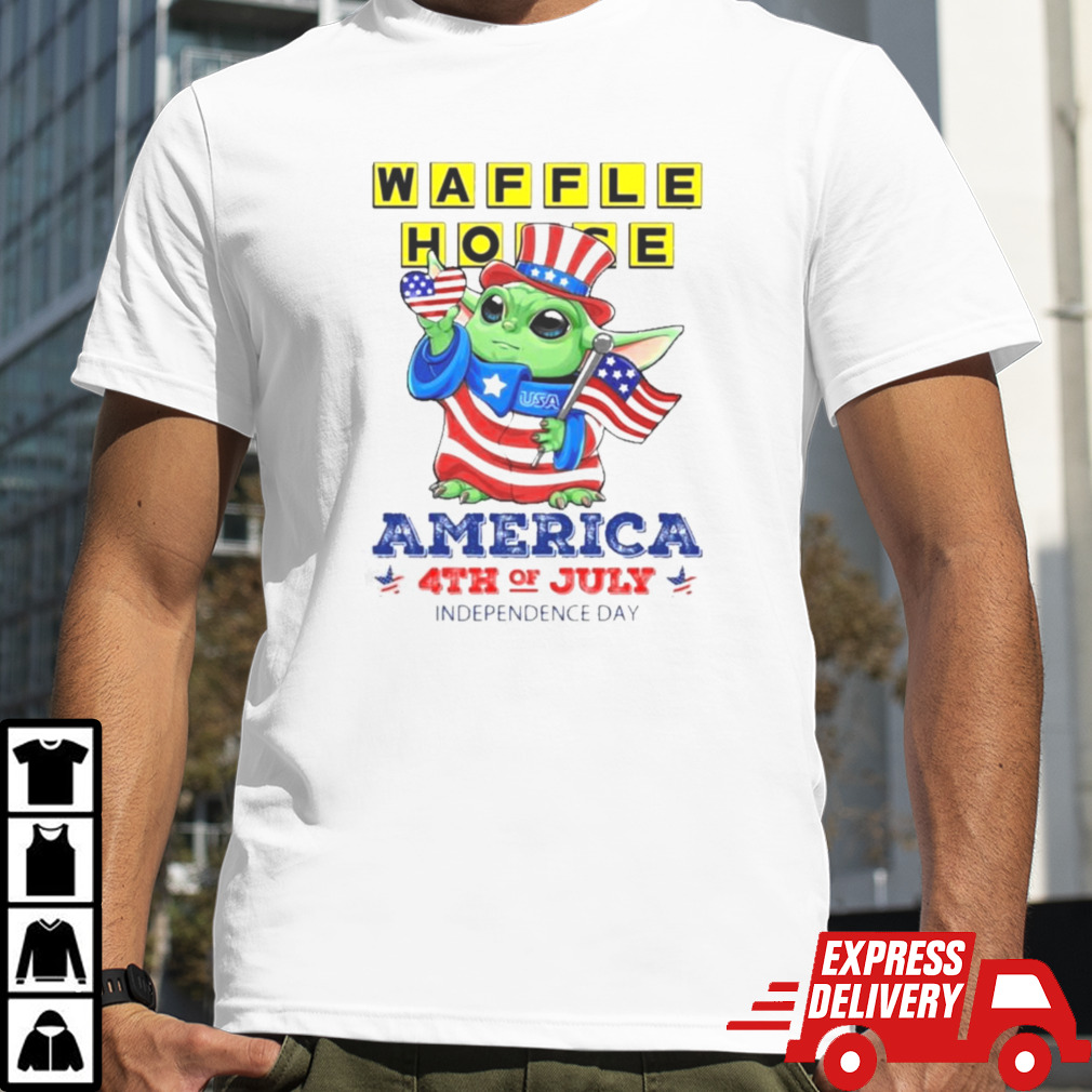 Baby Yoda WAFFLE HOUSE America 4th Of July Independence Shirt