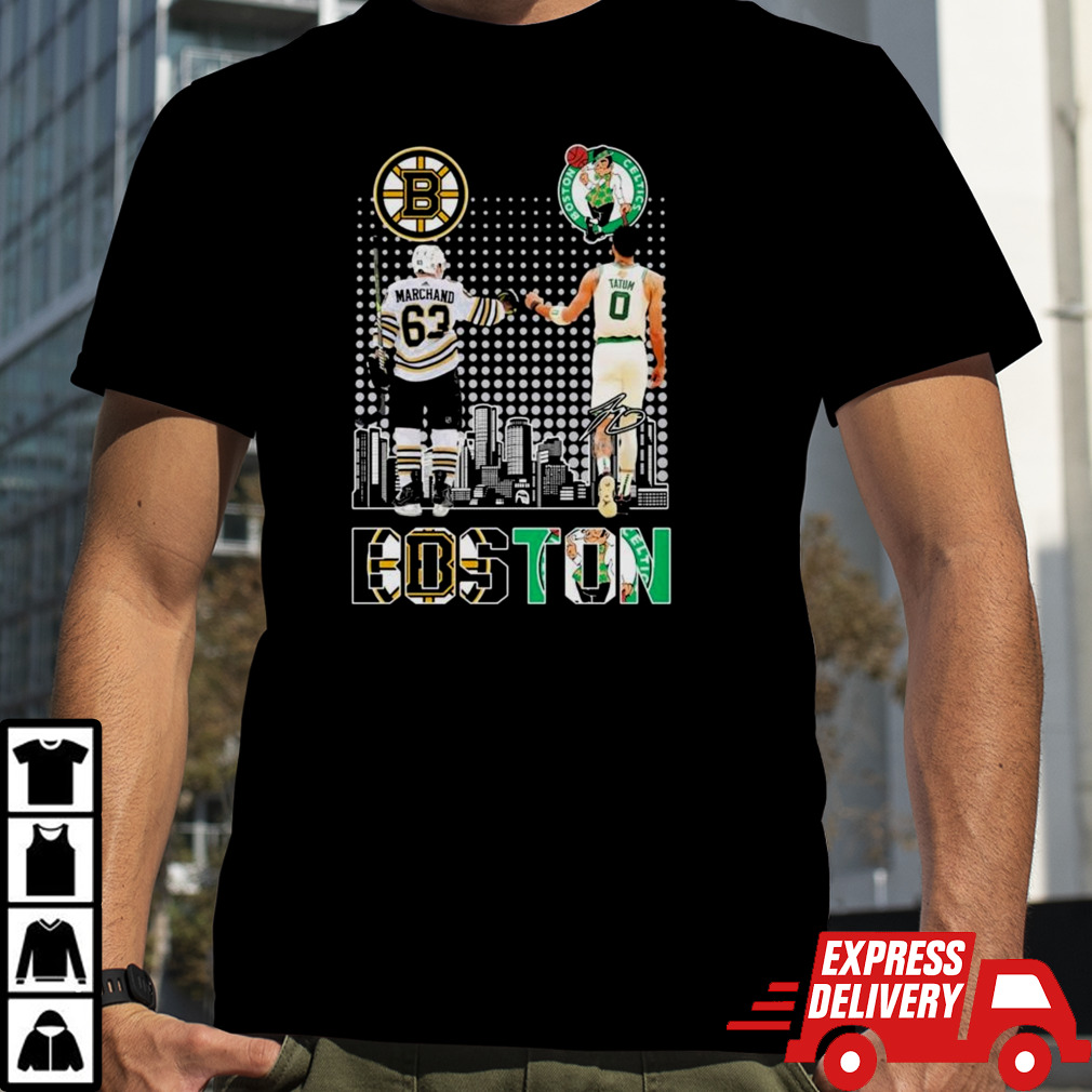 Boston Sports Teams Brad Marchand And Jayson Tatum 2024 Signatures Shirt