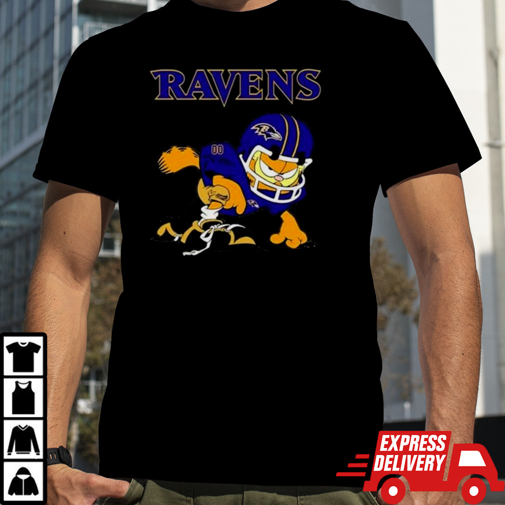 Baltimore Ravens Garfield Cat Grumpy Football Player shirt