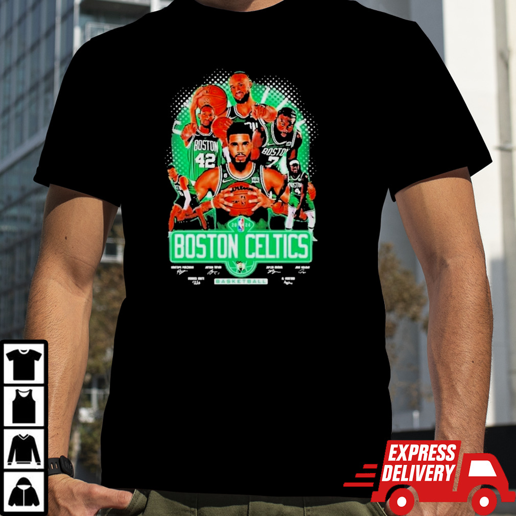 Boston Celtics 2024 NBA Basketball Team Signatures shirt