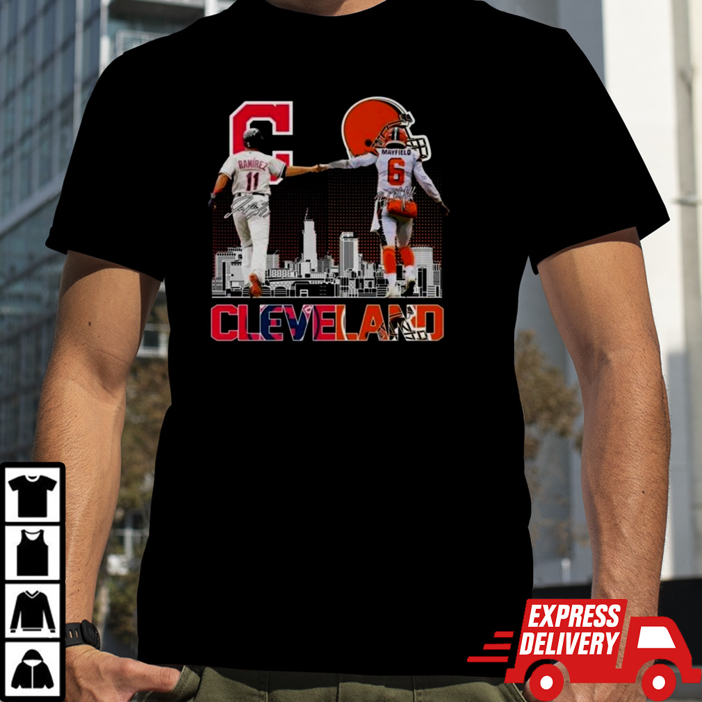 Cleveland Guardians Jose Ramirez Cleveland Browns Baker Mayfield Signatures 2024 Shirt