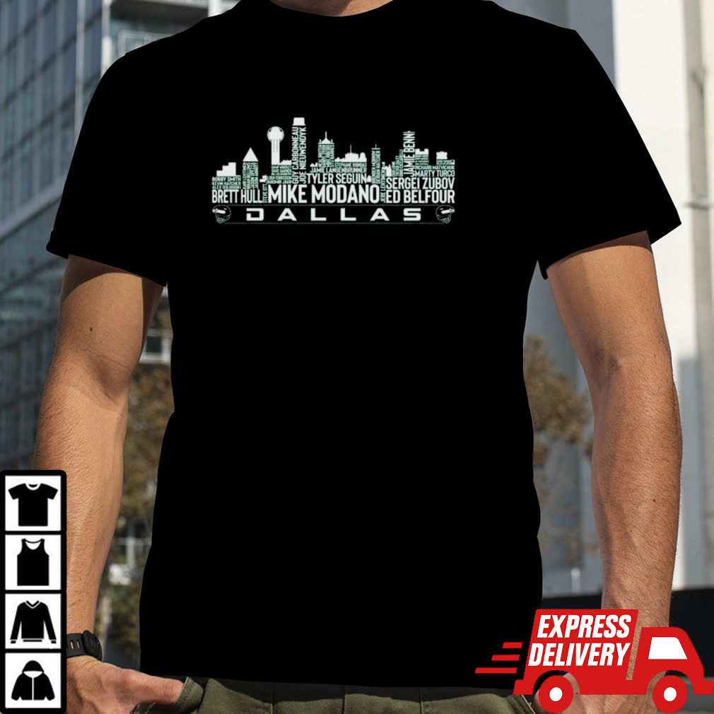 Dallas Stars Hockey Team All Time Legends Dallas City Skyline 2024 Shirt