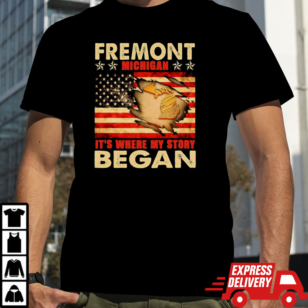 Fremont Michigan Usa Flag shirt