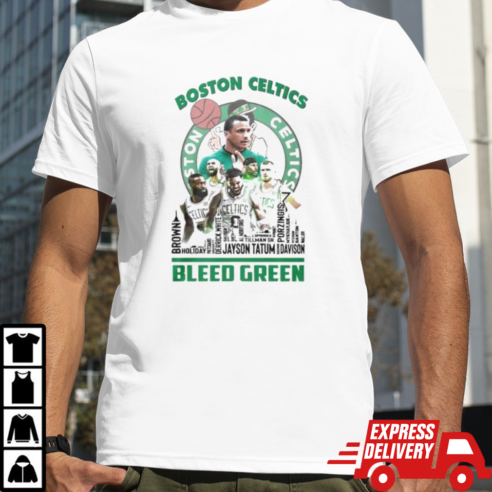 Boston Celtics Skyline Players Name Bleed Green Shirt