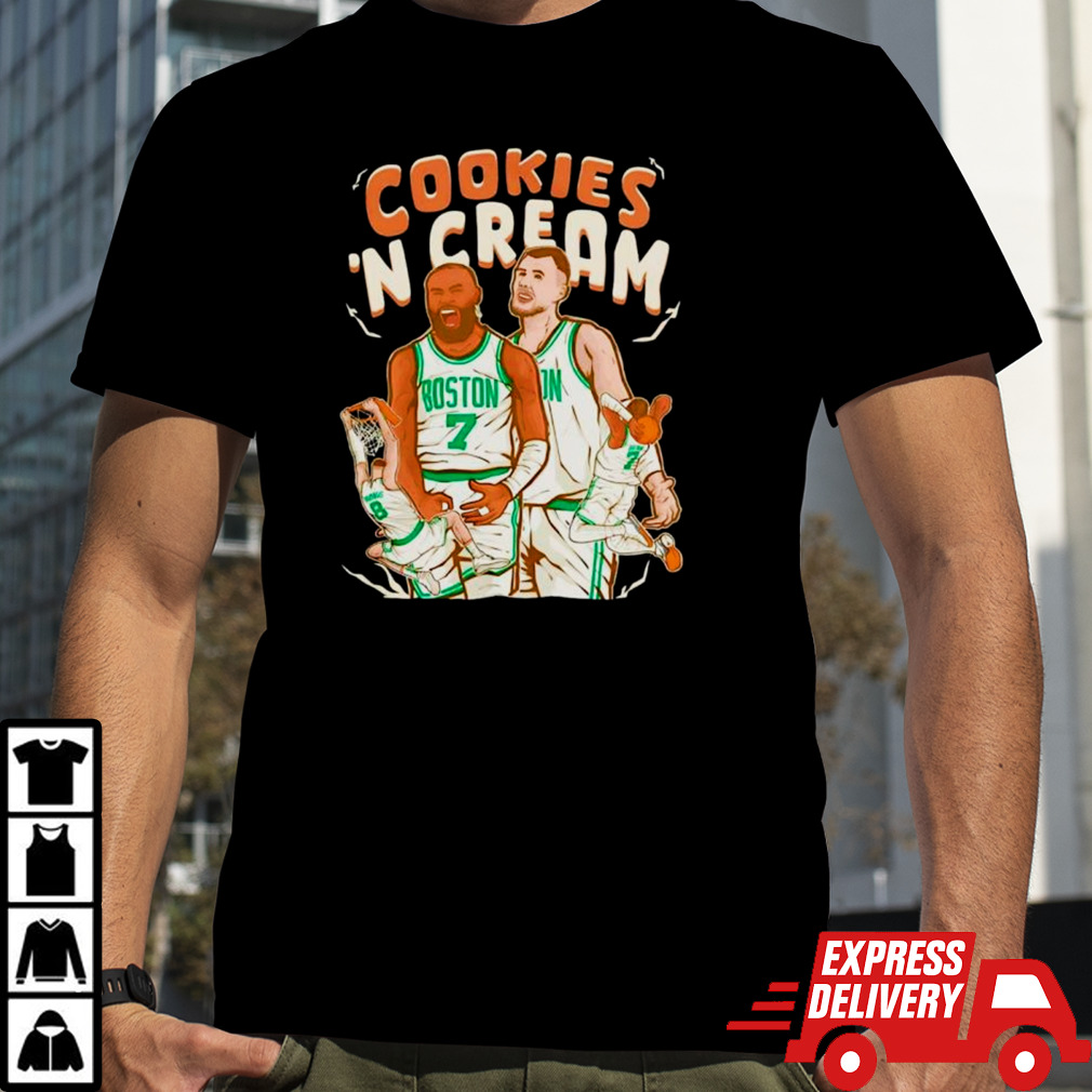 Jaylen Brown and Kristaps Porzingis Cookies ‘n Cream Boston Celtics shirt