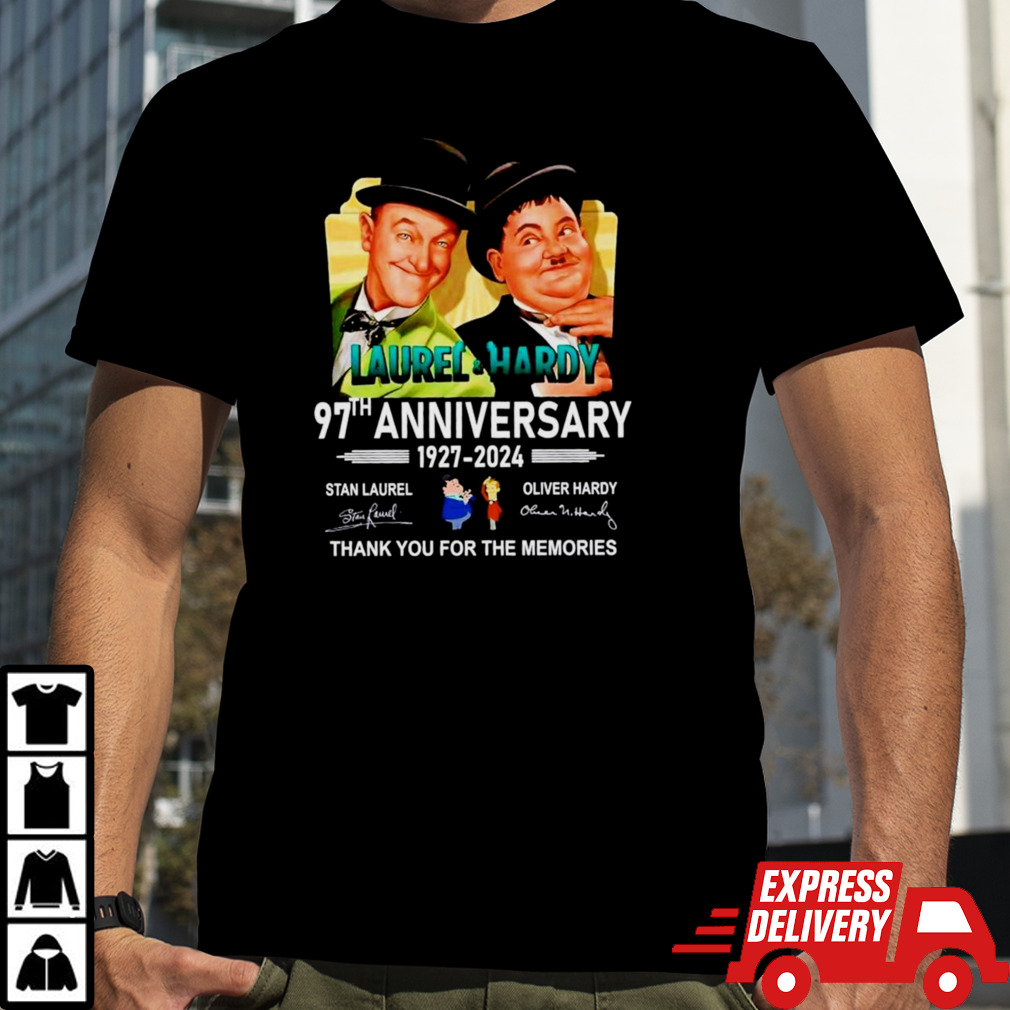 Laurel & Hardy 97th anniversary 1927-2024 thank you for the memories signatures shirt