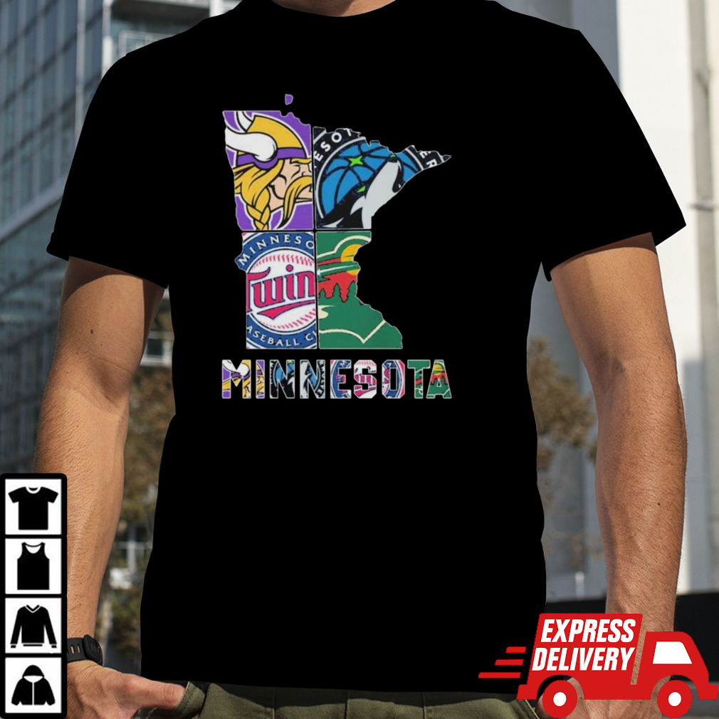 Minnesota Sports Teams State Map Shirt