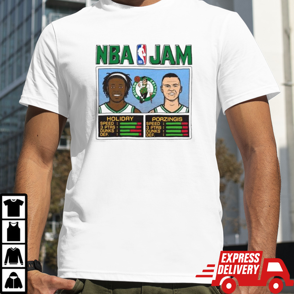 Official Boston Celtics NBA Jam Holiday And Porzingis 2024 Conference Finals Shirt