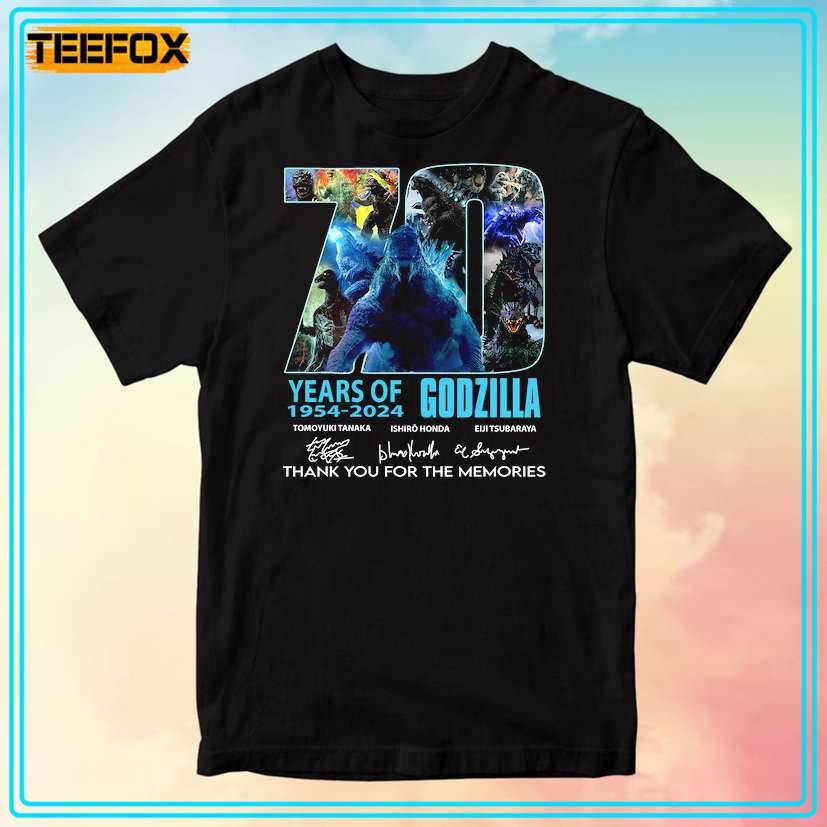 70 Years Of 1954 - 2024 Godzilla Thank You For The Memories T-Shirt