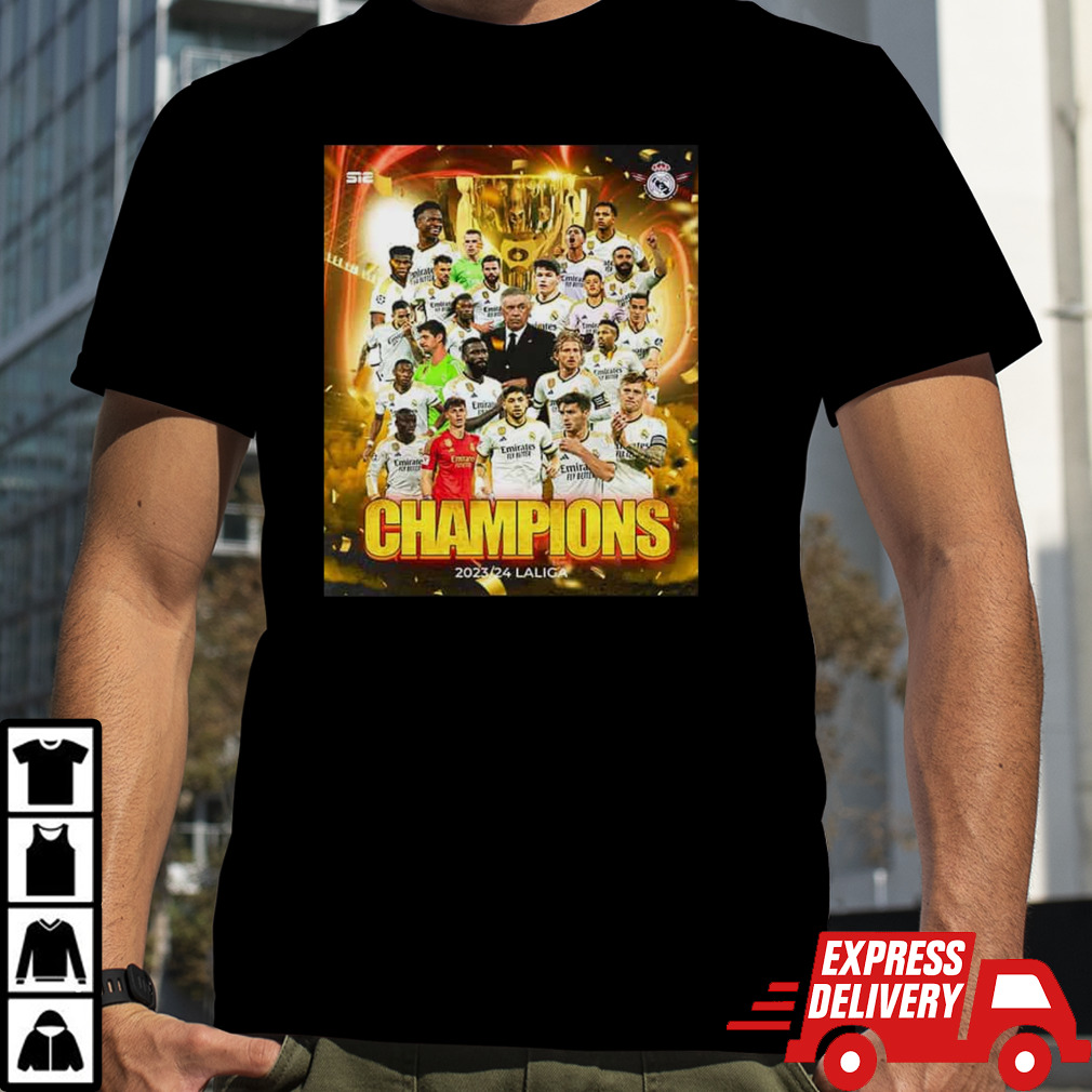 Real Madrid Receives Its 36th Laliga Ea Sports Title Congratulations Champion 2023-24 T-Shirt