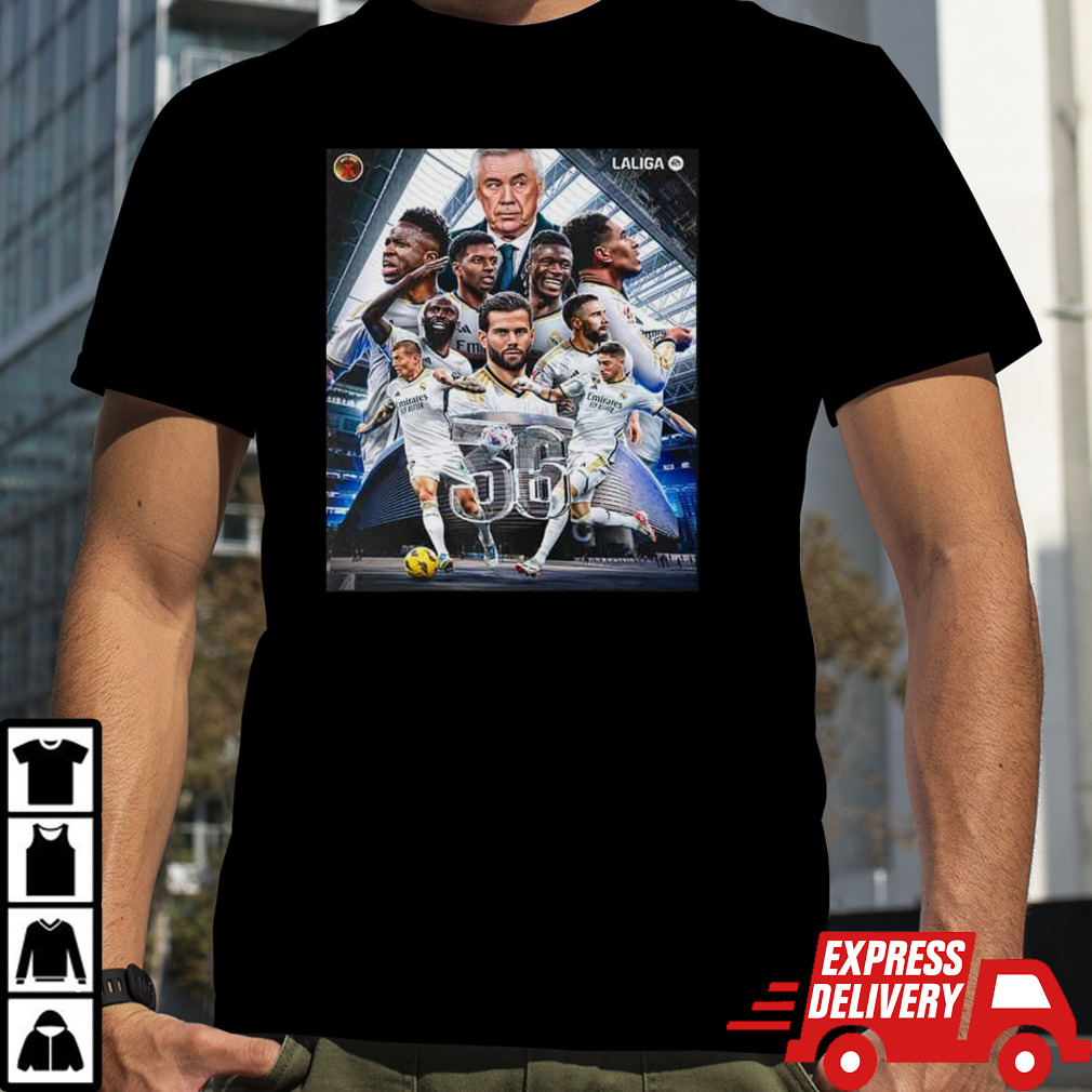 Real Madrid Receives Its 36th Laliga Ea Sports Title Congratulations Champion T-Shirt