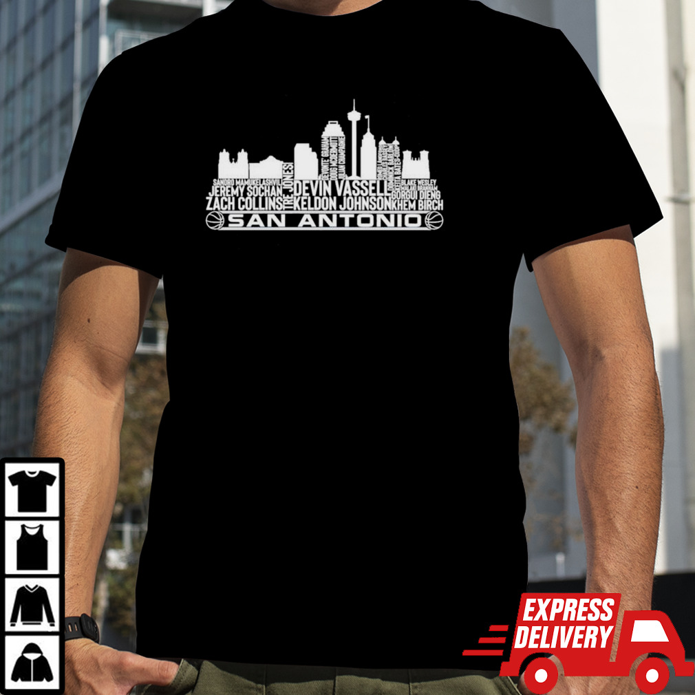 San Antonio Spurs Basketball Team 23 Player Roster San Antonio City Skyline 2024 Shirt