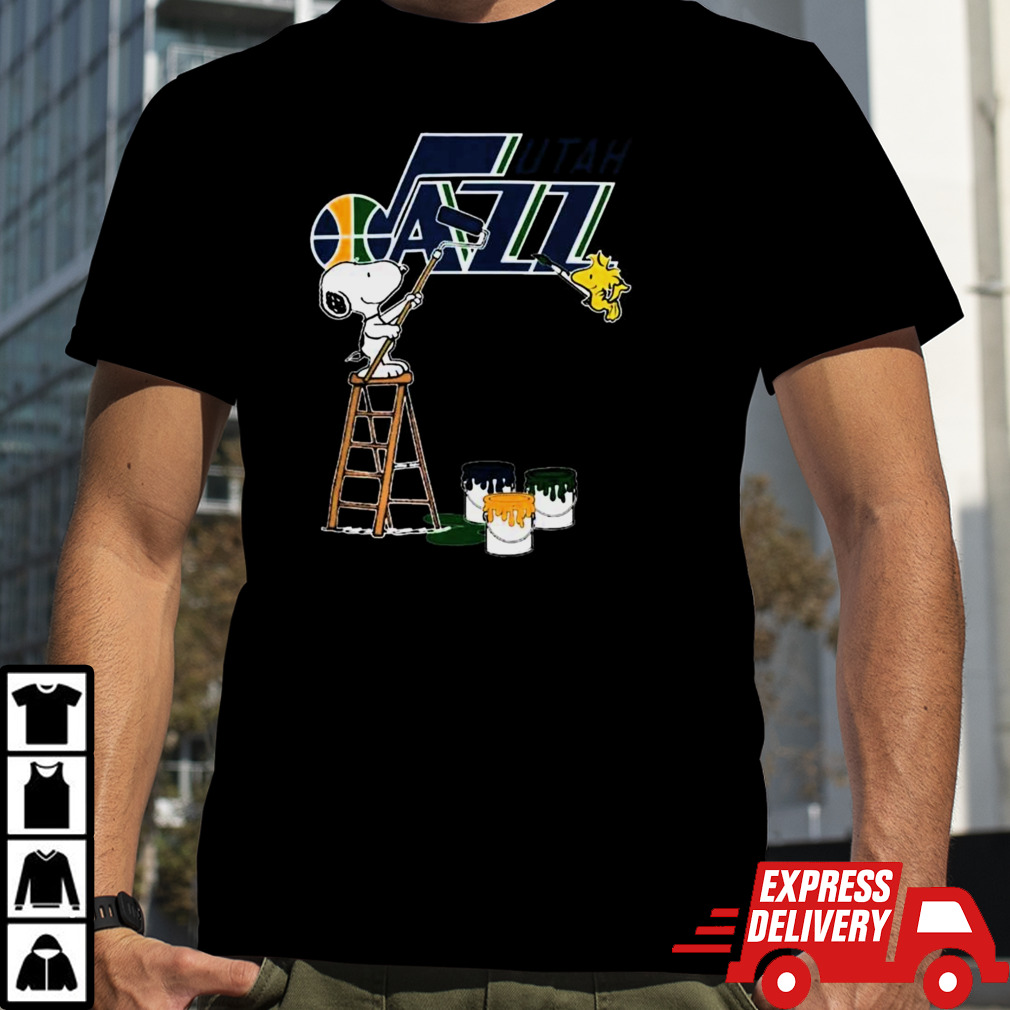 Snoopy And Woodstock Painting Utah Jazz Logo 2024 T-shirt