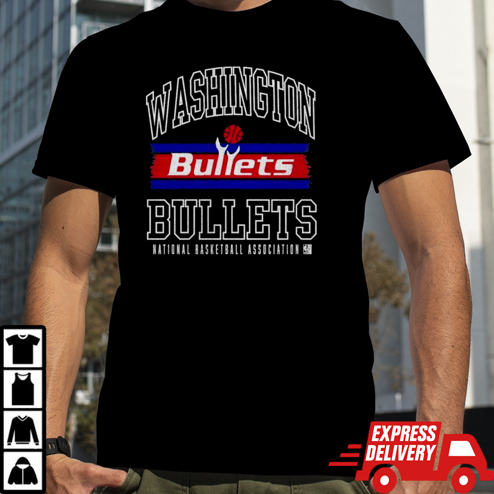 Striped Logo Lockup Slub Washington Bullets National Basketball Association T-shirt