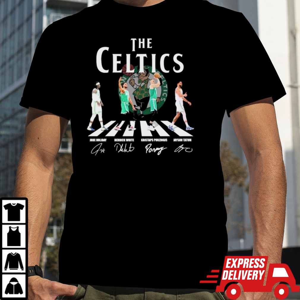 The Celtics Abbey Road Jrue Holiday Derrick White Kristaps Porzingis And Jayson Tatum Signatures Shirt