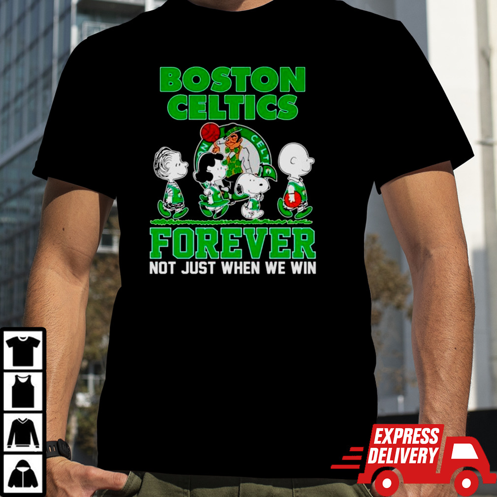 The Peanuts abbey road x Boston Celtics forever not just when we win shirt