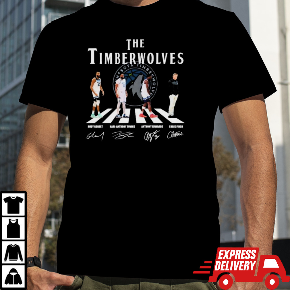 The Timberwolves Abbey Road Rudy Gobert Karl-Anthony Towns Anthony Edwards And Chris Finch Signatures Shirt