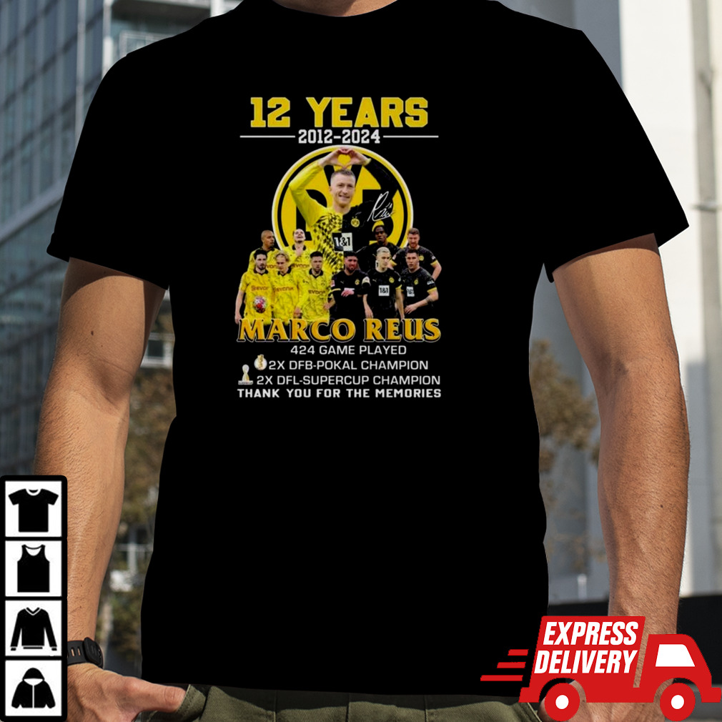 12 Years 2012-2024 Marco Reus 424 Game Played Thank You For The Memories Signature Shirt