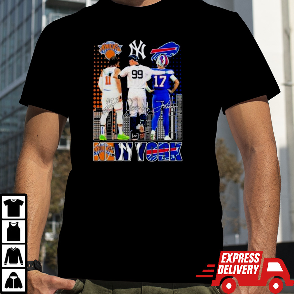 Aaron Judge Jalen Brunson And Josh Allen New York City Sports Teams Signatures Shirt