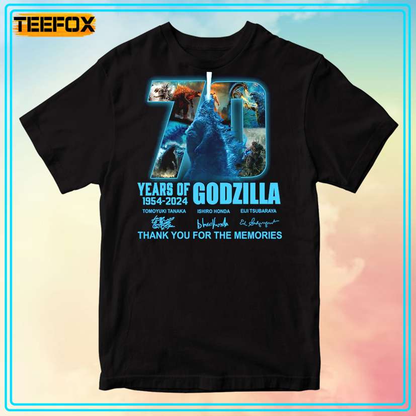 Godzilla 70 Years Of 1954 - 2024 Thank You For The Memories T-Shirt