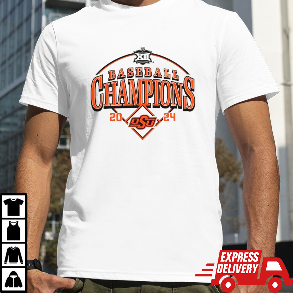 Official OSU Cowboys 2024 Big 12 Baseball Conference Tournament Champions Curveball Break T-Shirt