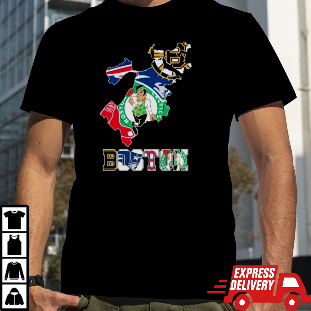 Boston Map Sports Teams Red Sox Celtics Patriots And Bruins Shirt