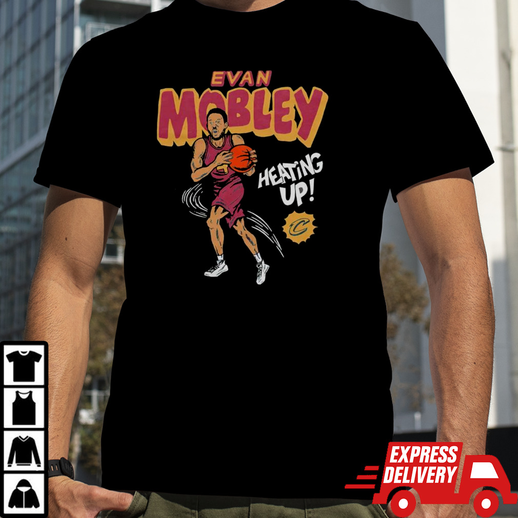 Cleveland Cavaliers Evan Mobley heating up comic book shirt