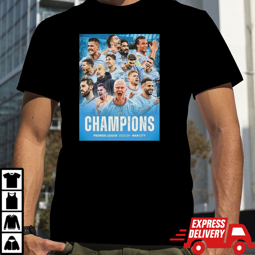 Congratulation Pep Guardiola With Manchester City Champions Premier League 2023-2024 Man City Champions 4 In A Row T-Shirt