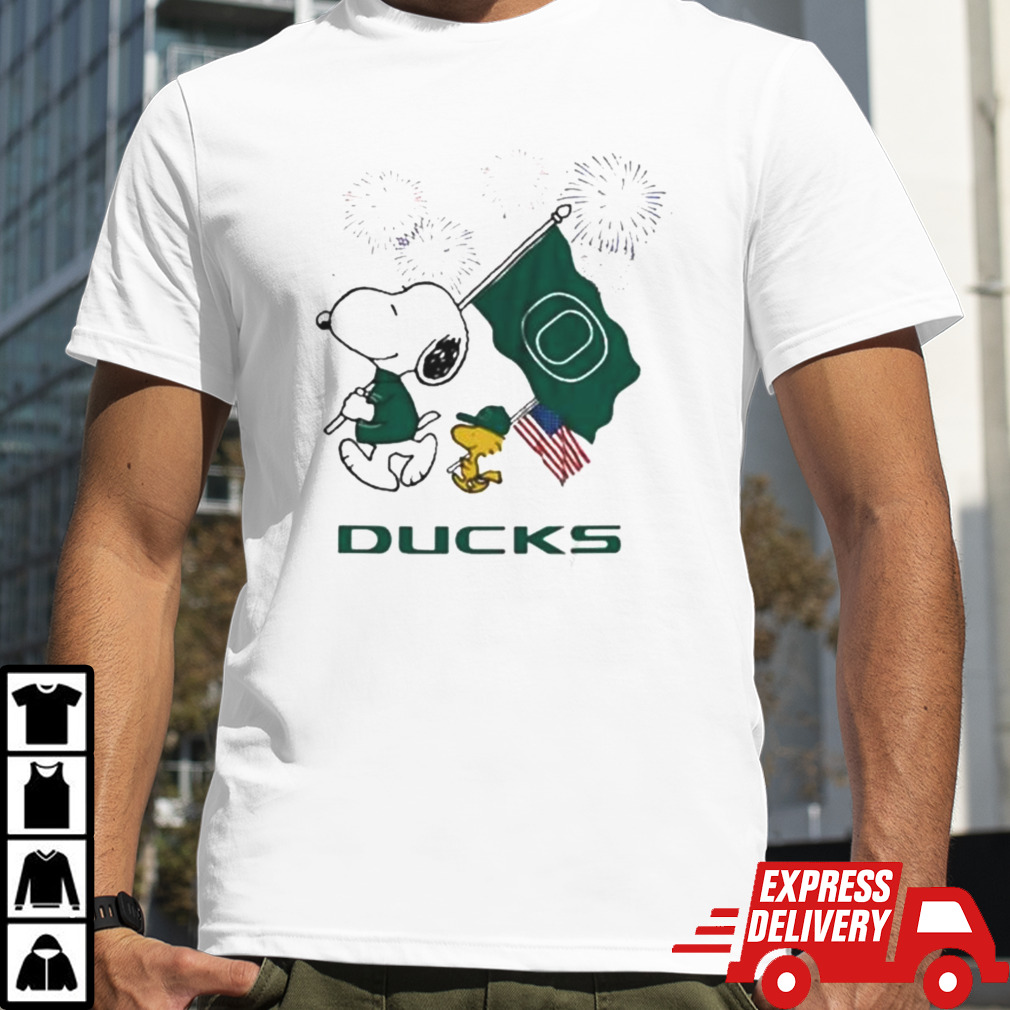 Snoopy And Woodstock Happy 4th Of July Oregon Ducks Football 2024 Shirt