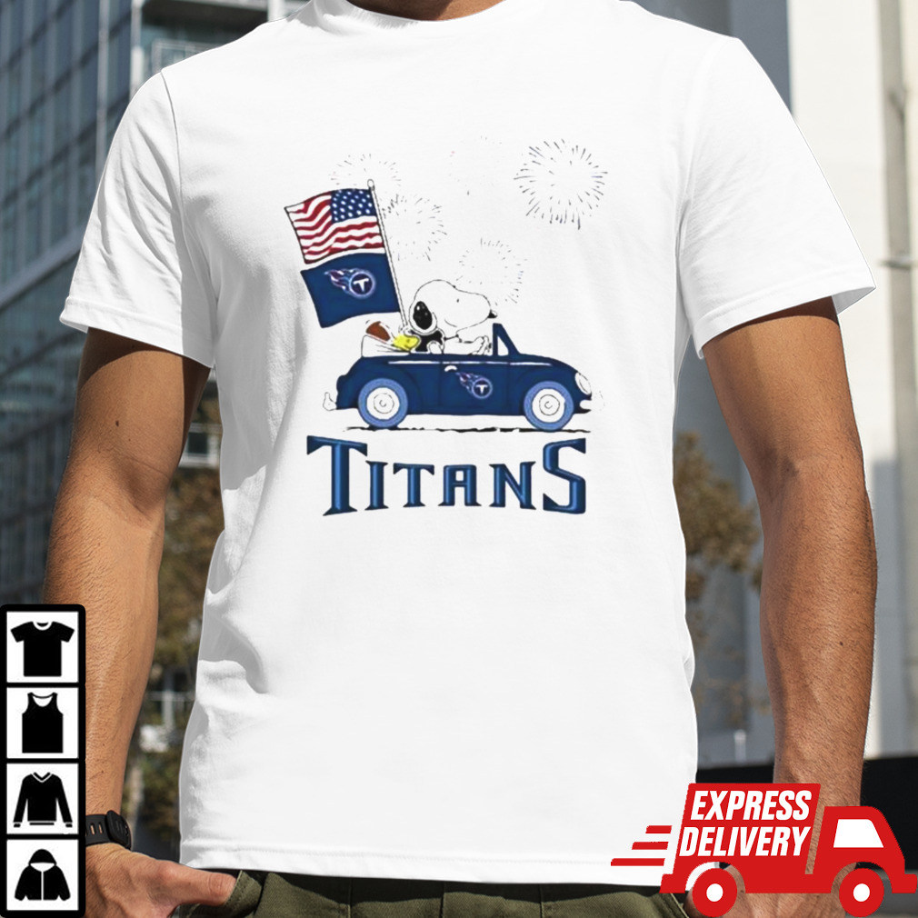 Snoopy And Woodstock Happy 4th Of July Tennessee Titans Football 2024 T-shirt