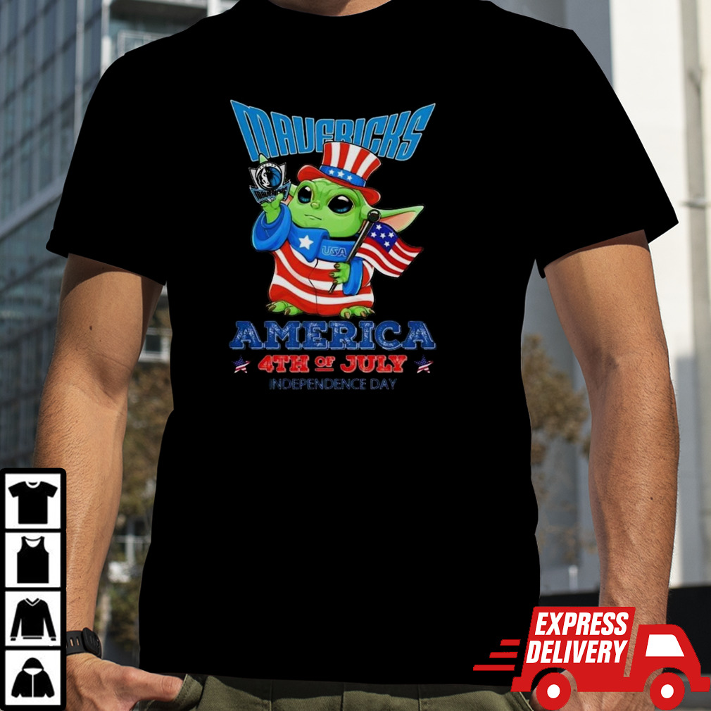 Dallas Mavericks Star Wars Baby Yoda America Independence Day 2024 T-shirt