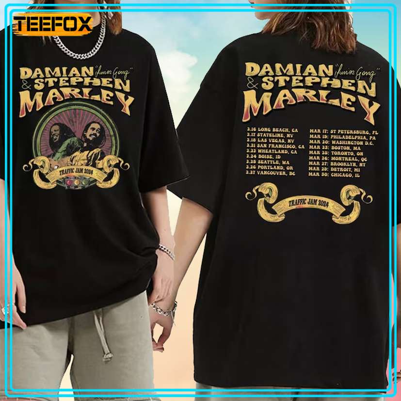 Damian + Stephen Marley Traffic Jam Tour 2024 Concert T-Shirt