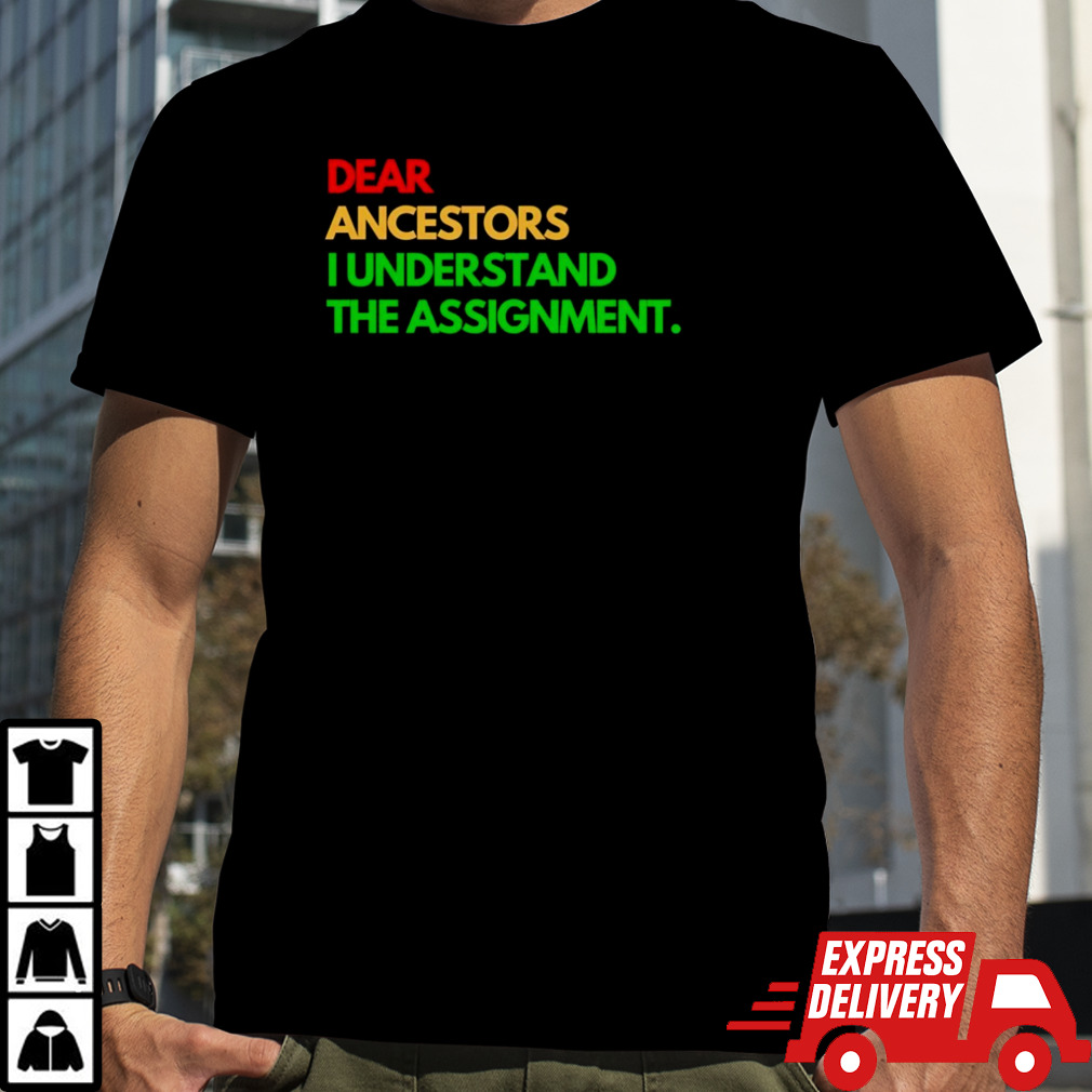 Dear ancestors I understand the assignment shirt