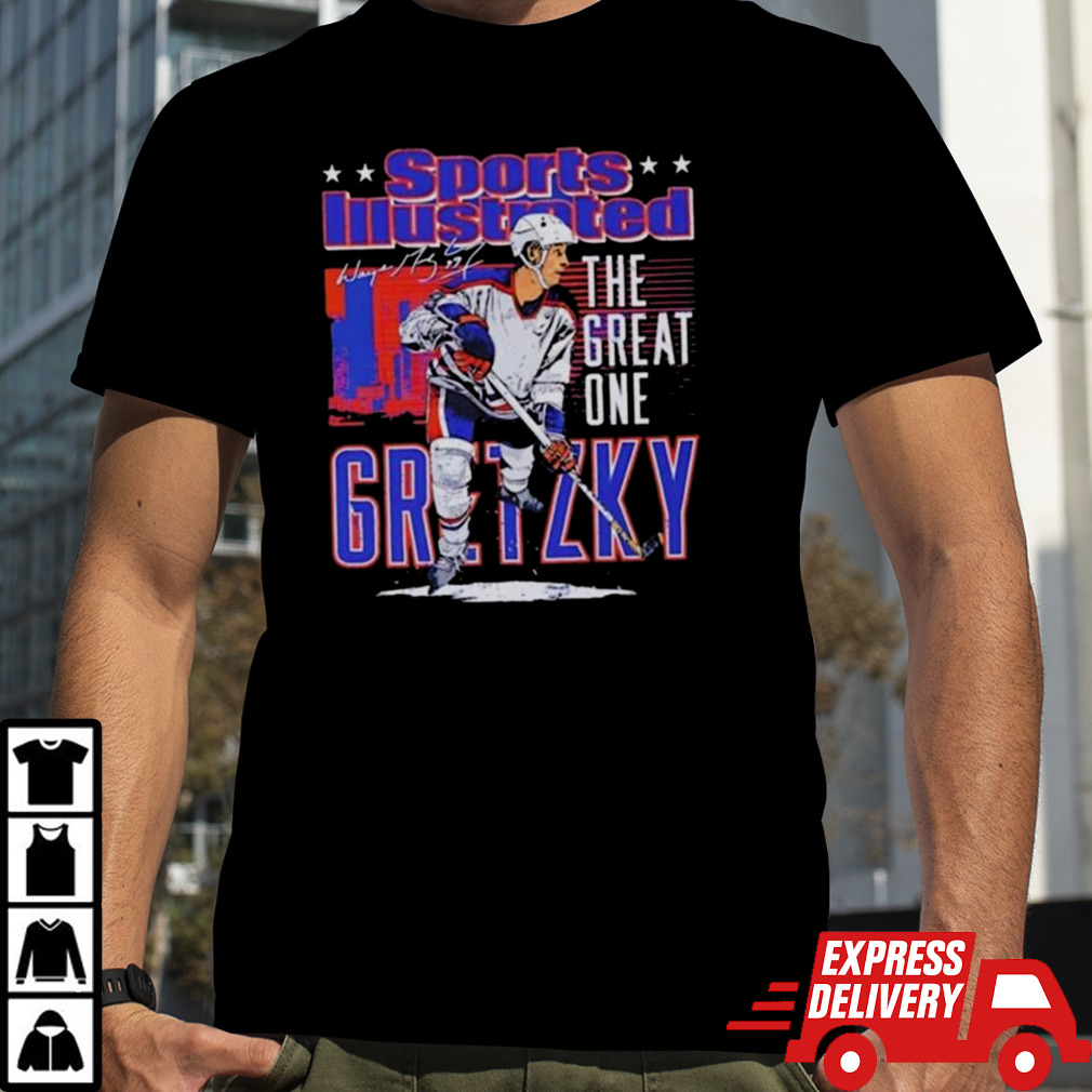 Edmonton Oilers Wayne Gretzky The Great One Sports Illustrated And Edmonton Skyline Signature Shirt