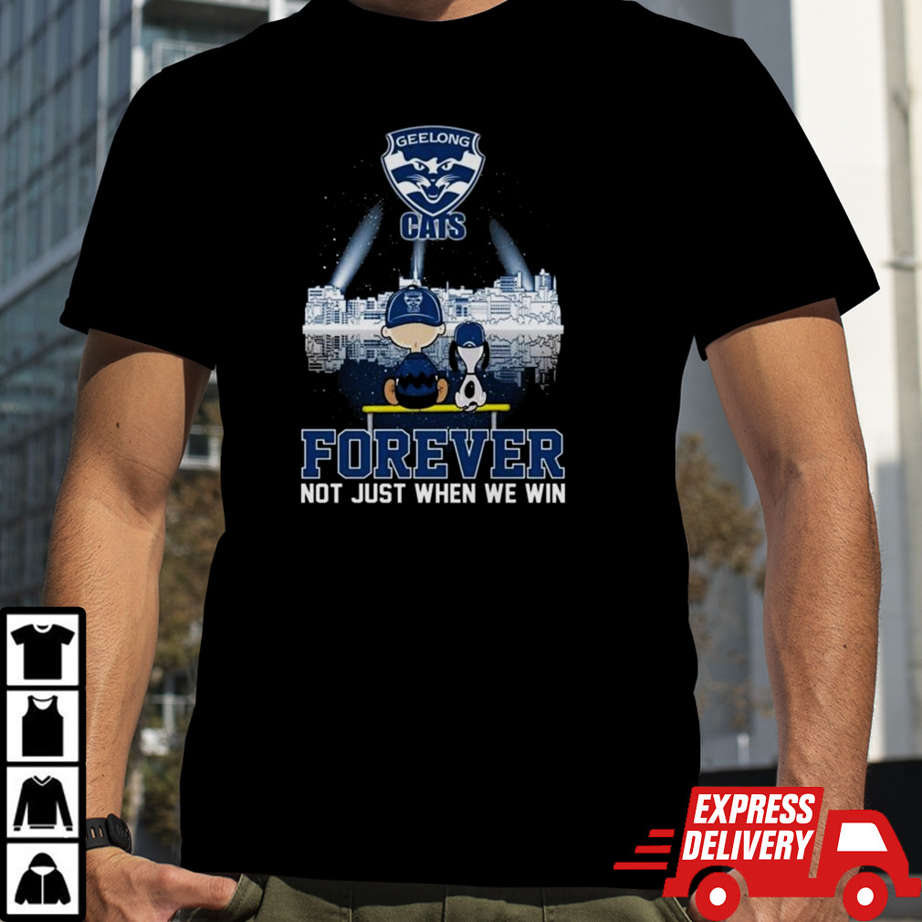 Geelong Cats Snoopy And Charlie Brown Skyline Forever Not Just When We Win Shirt