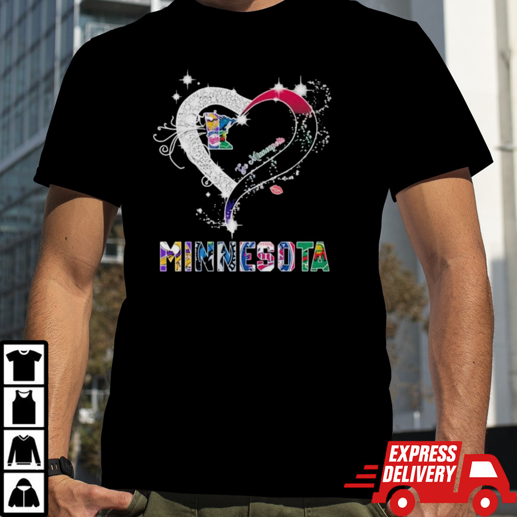 Heart Minnesota Sports Teams Go Minneapolis Shirt