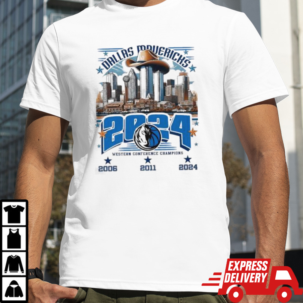 Dallas Mavericks Western Conference Champions 2024 Skyline Cowboy Hat Shirt