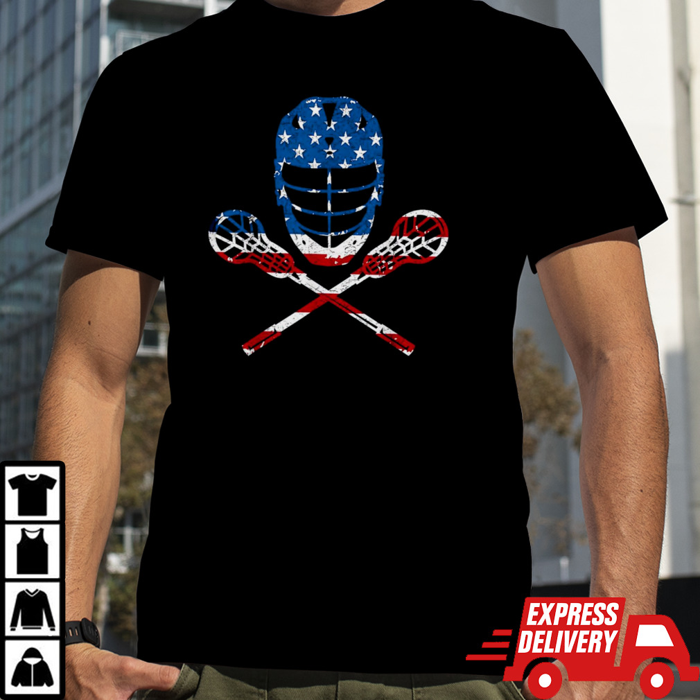 Lacrosse American Flag Lax Helmet Sticks shirt