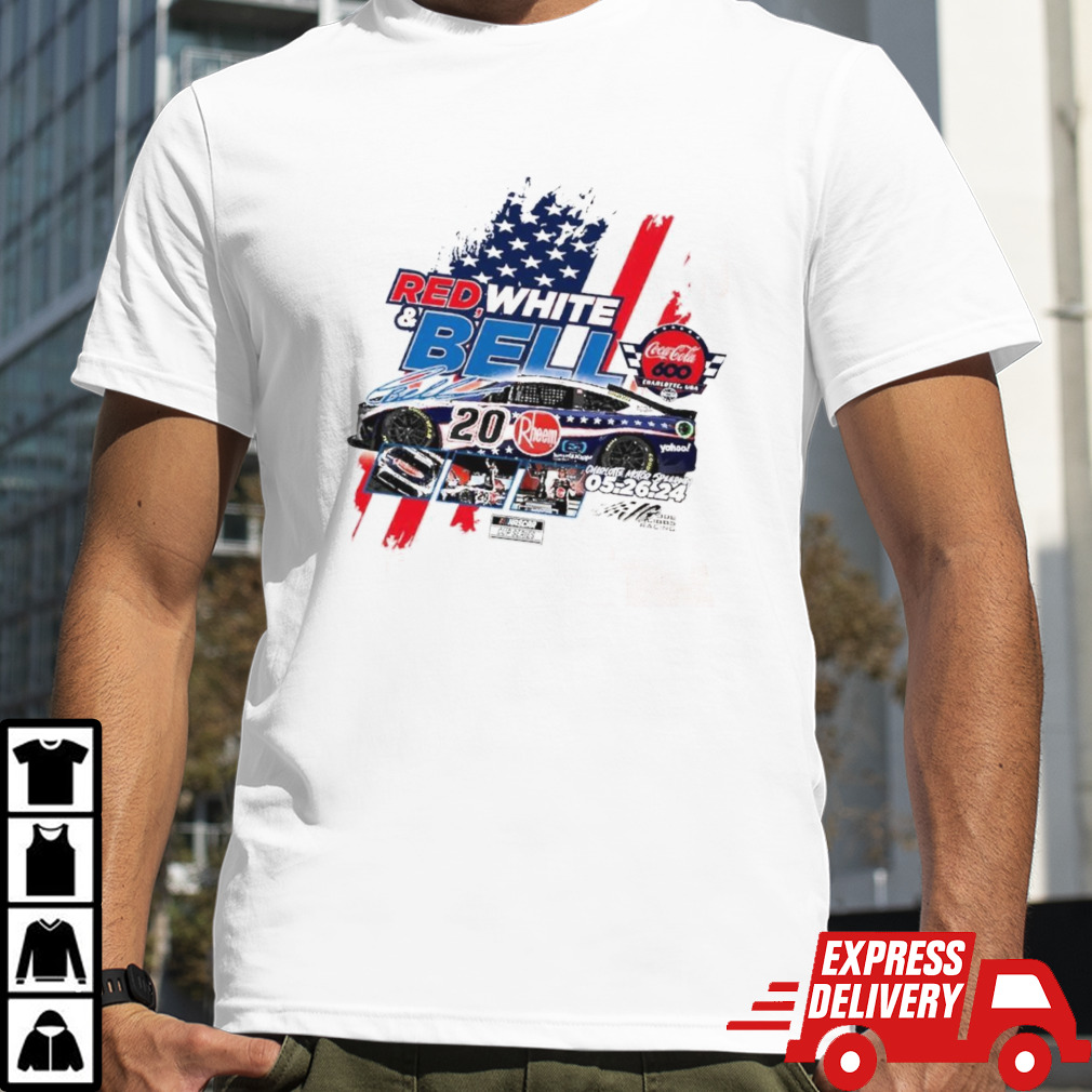 Red white and Christopher Bell 2024 Charlotte Motor Speedway Coca Cola 600 race win shirt