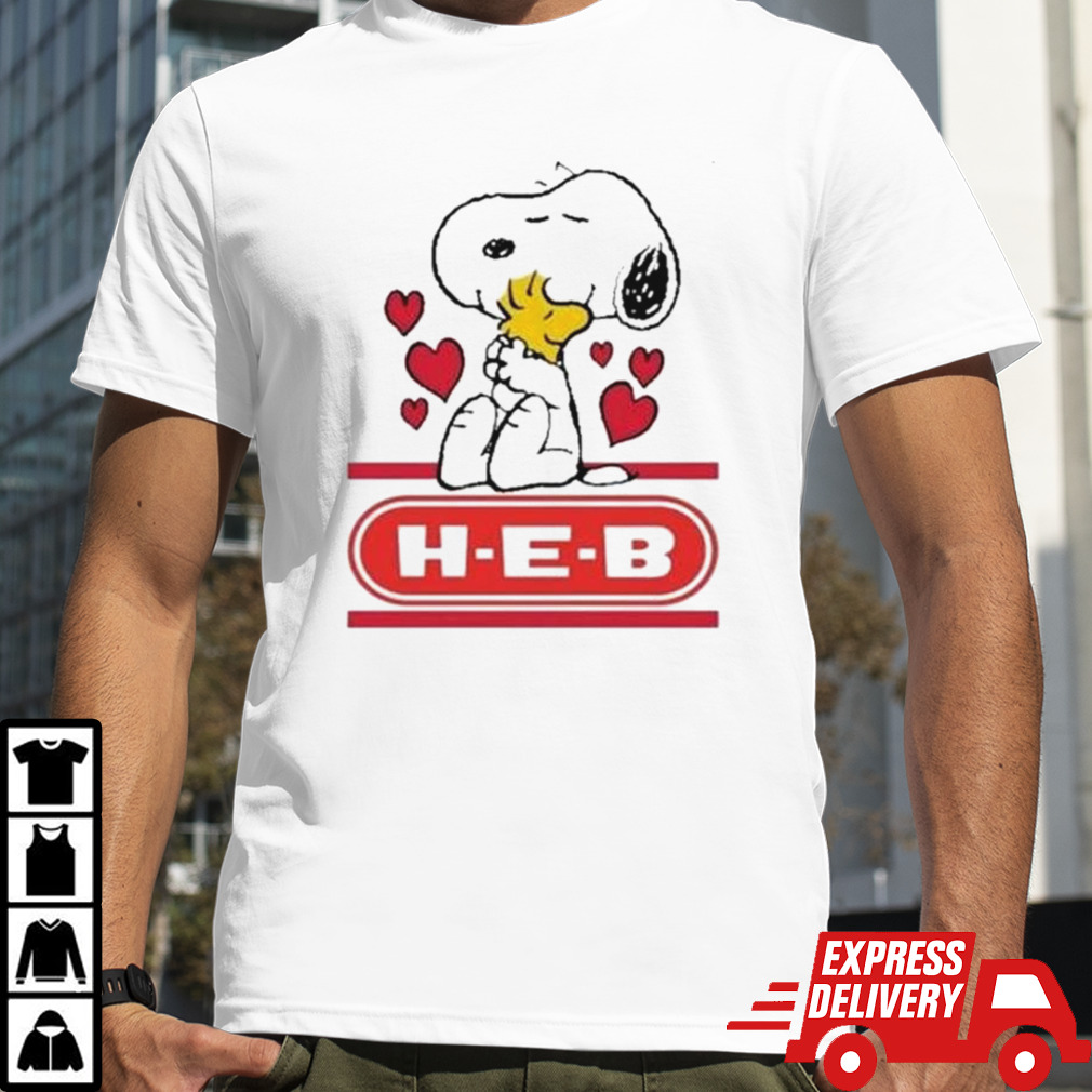 Snoopy And Woodstock Loves H E B Logo T-shirt