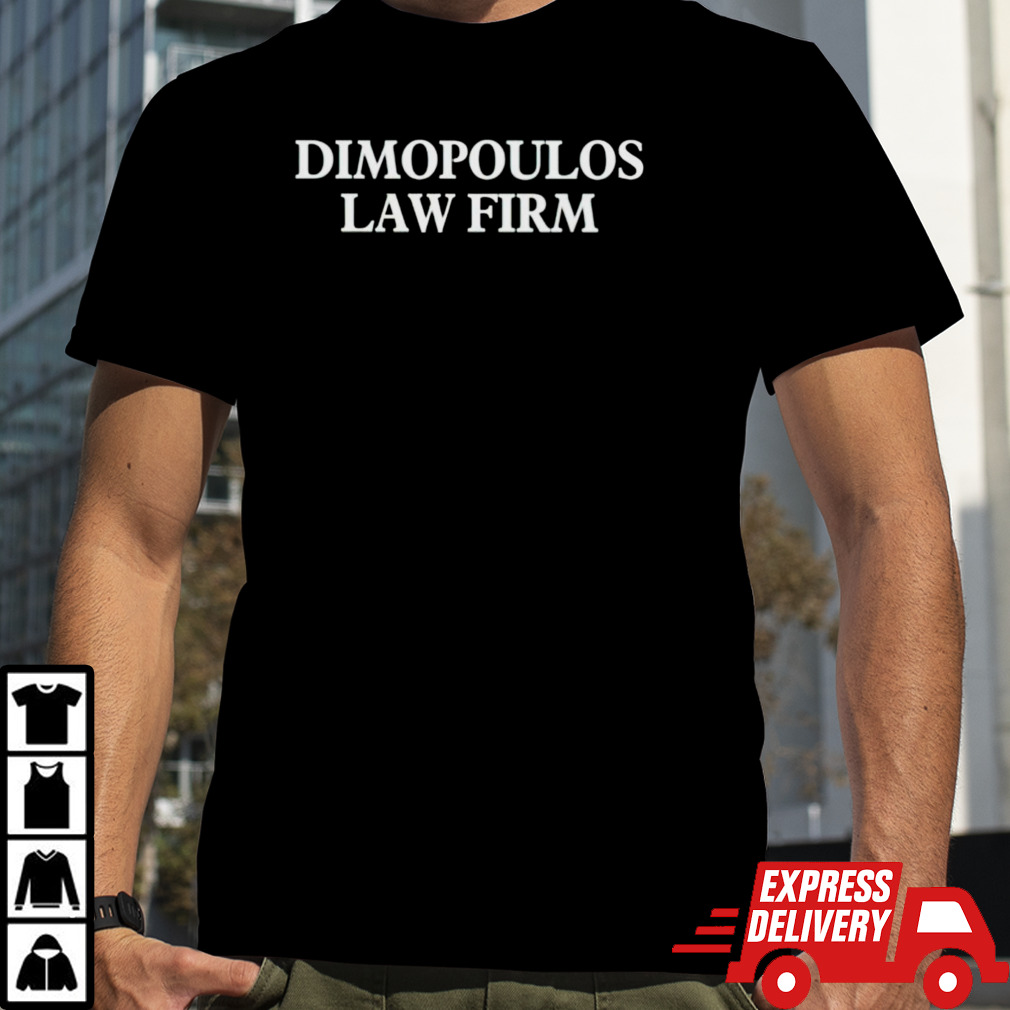 Mike Tyson wering dimopoulos law firm shirt