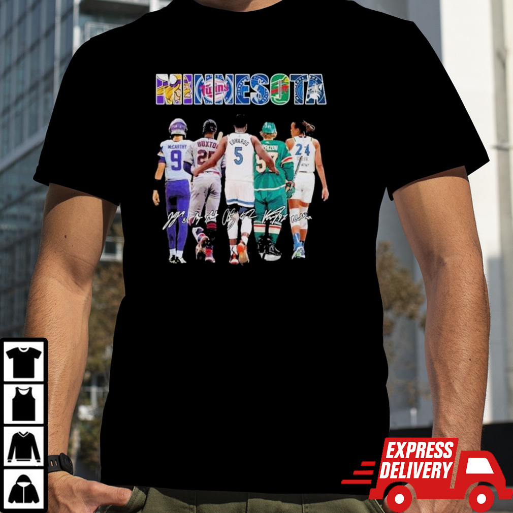 Minnesota Vikings Minnesota Twins Minnesota Wild Timberwolves All Legends Signatures Shirt